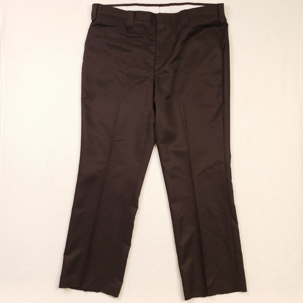 Circle S Dress Pants Men 44x33 Brown Western Flap Pocket Polyester Trousers